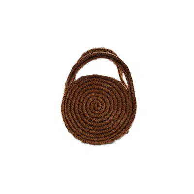 Springmoonatelier Women's Handmade Brown Spiral Raffia Mini Handbag