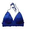 Springmoonatelier Women's Handmade Crochet Crop Top Deep Blue Motif Adjustable