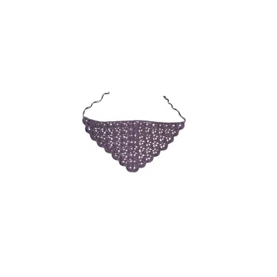 Springmoonatelier Women's Handmade Crochet Purple Bandana – Detailed Motif Design