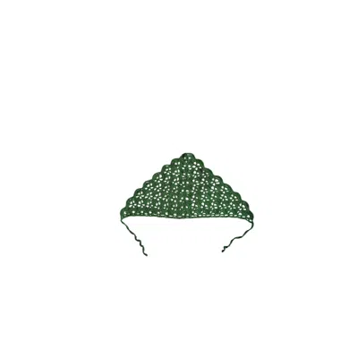 Springmoonatelier Women's Handmade Crochet Triangle Green Bandana – Detailed Motif Design