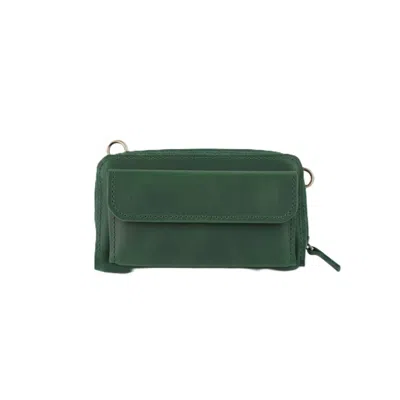 Springmoonatelier Women's Handmade Deep Green Leather Crossbody Bag