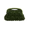 Springmoonatelier Women's Handmade Green Floral Velvet Crochet Designer Bag – A Unique And Statement-made Piece In Green