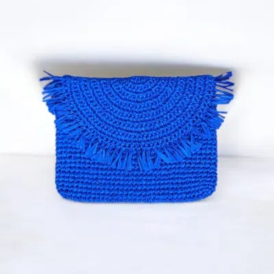 Springmoonatelier Women's Handmade Raffia Mini Bag – Blue