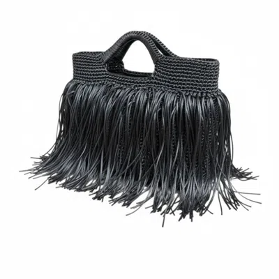Springmoonatelier Women's Handmade Tassel Crochet Bag Black – Eye-catching Evening And Special Occasion Bag