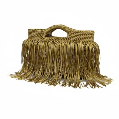 Springmoonatelier Women's Handmade Tassel Crochet Bag Gold – Eye-catching Evening And Special Occasion Bag