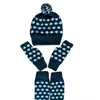 Springmoonatelier Women's Handmade Wool Hat, Gloves, And Socks Set - Dark Green-white