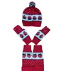Springmoonatelier Women's Handmade Wool Hat, Gloves And Socks Set - New Year's Love Red White