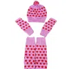 Springmoonatelier Women's Handmade Wool Hat, Gloves, And Socks Set -  Pink Heart