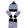 Springmoonatelier Women's Handmade Wool Hat, Gloves, And Socks Set - White, Red, And Black