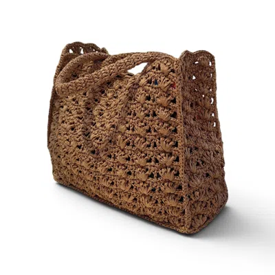 Springmoonatelier Women's Neutrals / Brown Luxury Handmade Raffia Beach Tote Bag – Oversized Floral Crochet Carryall F