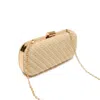 Springmoonatelier Women's Neutrals Gold Covered Chain Knitted Wicker Clutch