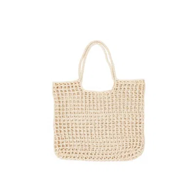 Springmoonatelier Women's Neutrals Handmade Crochet Mesh Cream Bag – Lightweight Summer Beach Bag In White