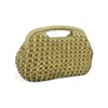 Springmoonatelier Women's Neutrals Handmade Raffia & Metallic Yarn Structured Bag