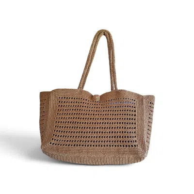 Springmoonatelier Women's Neutrals Handmade Straw Large Bag  Sustainable Crochet Beach And Everyday Bag