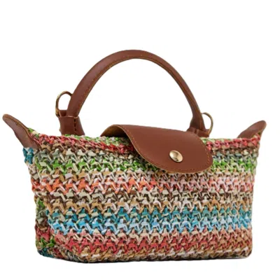 Springmoonatelier Women's Neutrals Mini Straw Colorful Crossbody Bag