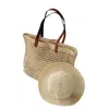 Springmoonatelier Women's Neutrals Summer Breeze Raffia Tote And Sun Hat Set