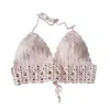 Springmoonatelier Women's Pink / Purple Handmade Crochet Bralette Top Powder Vintage Motif Adjustable