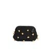 Springmoonatelier Women's Pompom Black Raffia Clucht Handbag In Black
