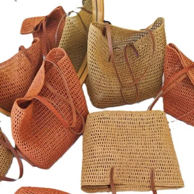 Springmoonatelier Women's Raffia Knitted Bag Red