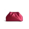 Springmoonatelier Women's Red Mini Satin Pleated Clutch Bag With Detachable Gold Chain – Bordeaux Elegance In Red