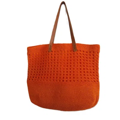 Springmoonatelier Women's 's Exclusive Endless Summer Raffia Handwoven Orange Bag