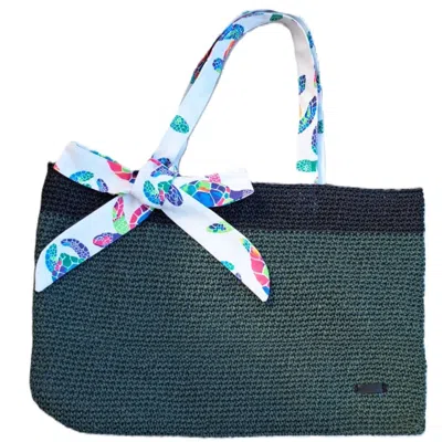 Springmoonatelier Women's Summer Flowers Raffia Green Beach Bag