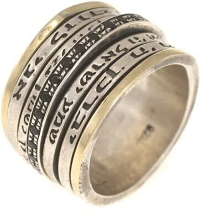 Pre-owned Springnahal Blessing Spinning Ring In Gold&silver With Colorful Stones And Saintly Quote