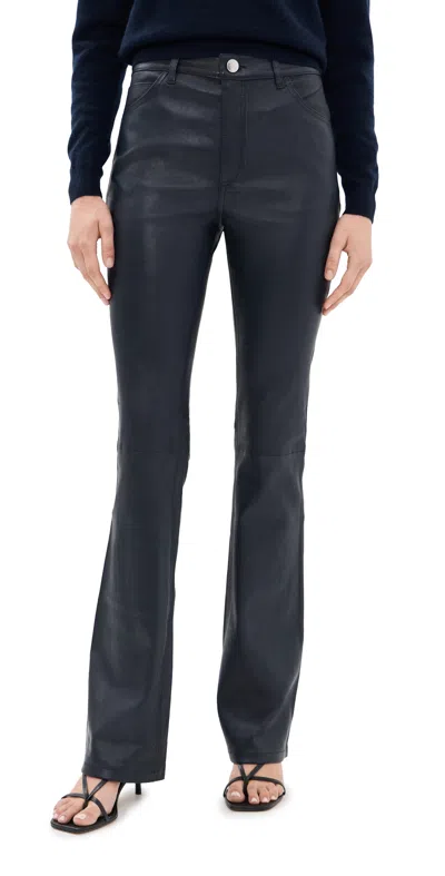 Sprwmn 5 Pocket Micro Flare Leather Pants Marine