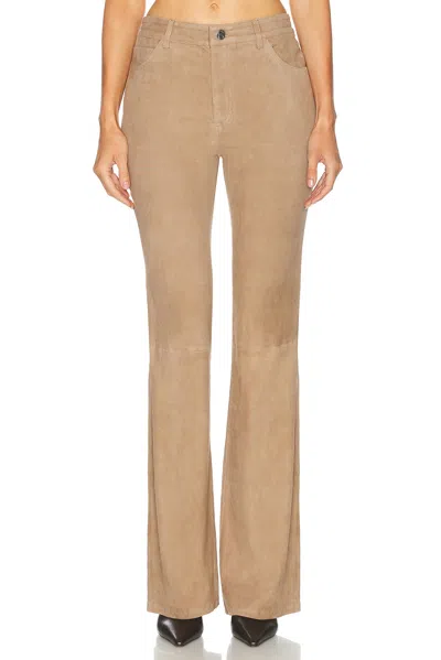 Sprwmn 5 Pocket Micro Suede Flare Pant In Taupe