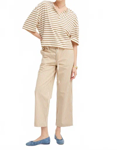 Sprwmn Baggy Easy Pants Camel Stripe In Neutral