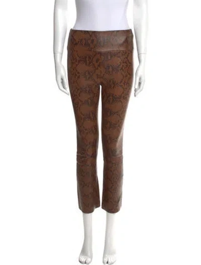 Pre-owned Sprwmn Animal Print Straight Leg Pants In Brown