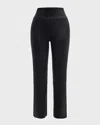 Sprwmn Ankle Flare Leather Leggings In Navy
