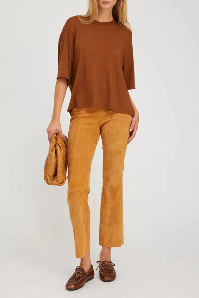 Sprwmn Ankle Flare Pants With Princess Seam In Nutmeg In Brown