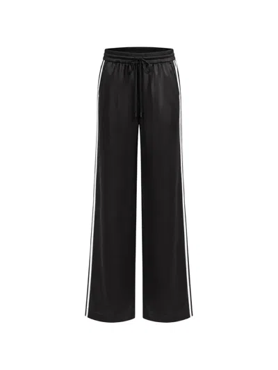 Sprwmn Athletic Side-stripe Silk Trousers In Black