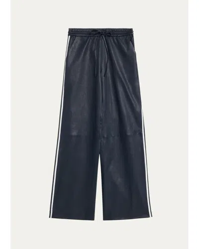 Sprwmn Baggy Athletic Leather Pants In Animal Print