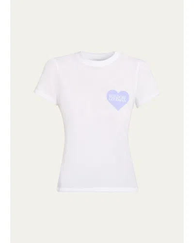 Sprwmn Bg Heart Logo Crewneck Tee In White/lilac