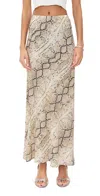 Sprwmn Bias Maxi Skirt Beige Snakeskin In Beige Snakeskin