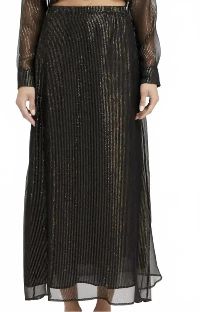 Sprwmn Bias Maxi Skirt In Black/gold Metallic Stripe In Multi
