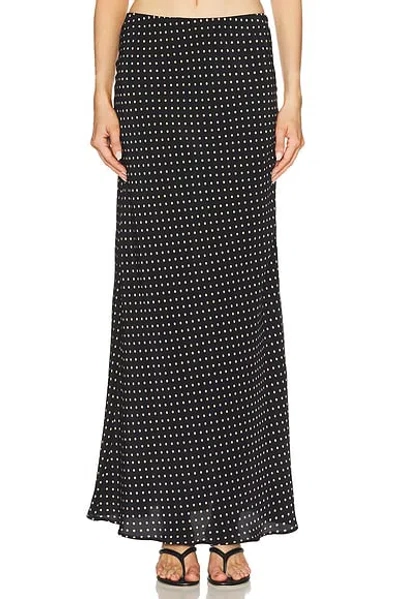 Sprwmn Bias Silk Maxi Skirt In Black Polka Dot