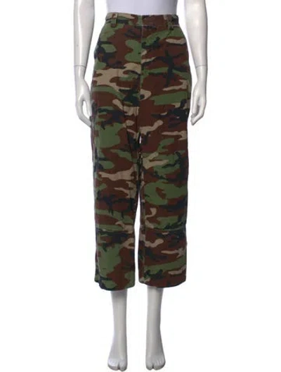Pre-owned Sprwmn Camouflage Print Straight Leg Pants In Green