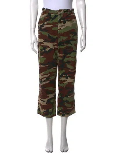 Pre-owned Sprwmn Camouflage Print Straight Leg Pants In Green