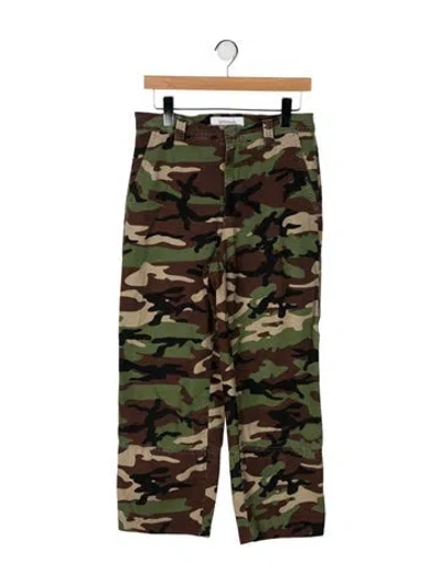 Pre-owned Sprwmn Camouflage Print Wide Leg Pants In Green