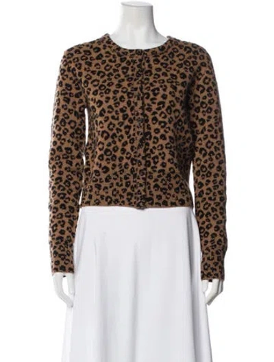 Pre-owned Sprwmn Cashmere Animal Print Sweater In Brown