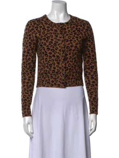 Pre-owned Sprwmn Cashmere Animal Print Sweater In Brown