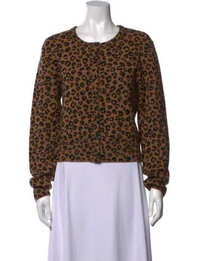Pre-owned Sprwmn Cashmere Animal Print Sweater W/ Tags In Brown
