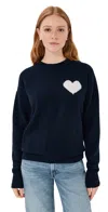 Sprwmn Cashmere Heart Logo Sweater Navy In Blue