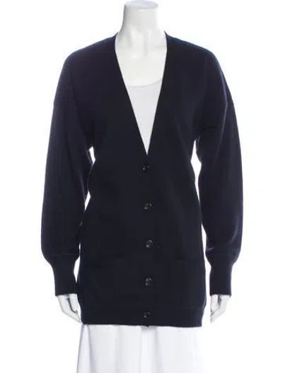 Pre-owned Sprwmn Cashmere Plunge Neckline Sweater In Blue