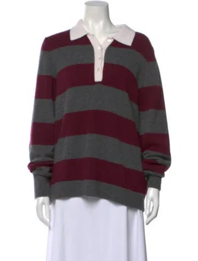 Pre-owned Sprwmn Cashmere Striped Sweater In Burgundy