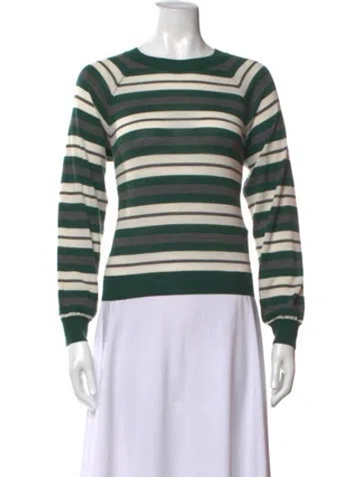 Pre-owned Sprwmn Cashmere Striped Top In Green
