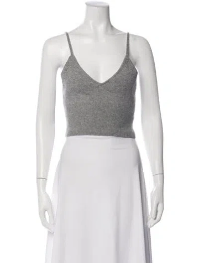 Pre-owned Sprwmn Cashmere V-neck Crop Top In Blue